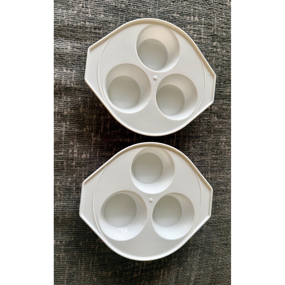 Microwave Egg Poacher Set of 2 White Excellent 3-Well BPA Free Plastic